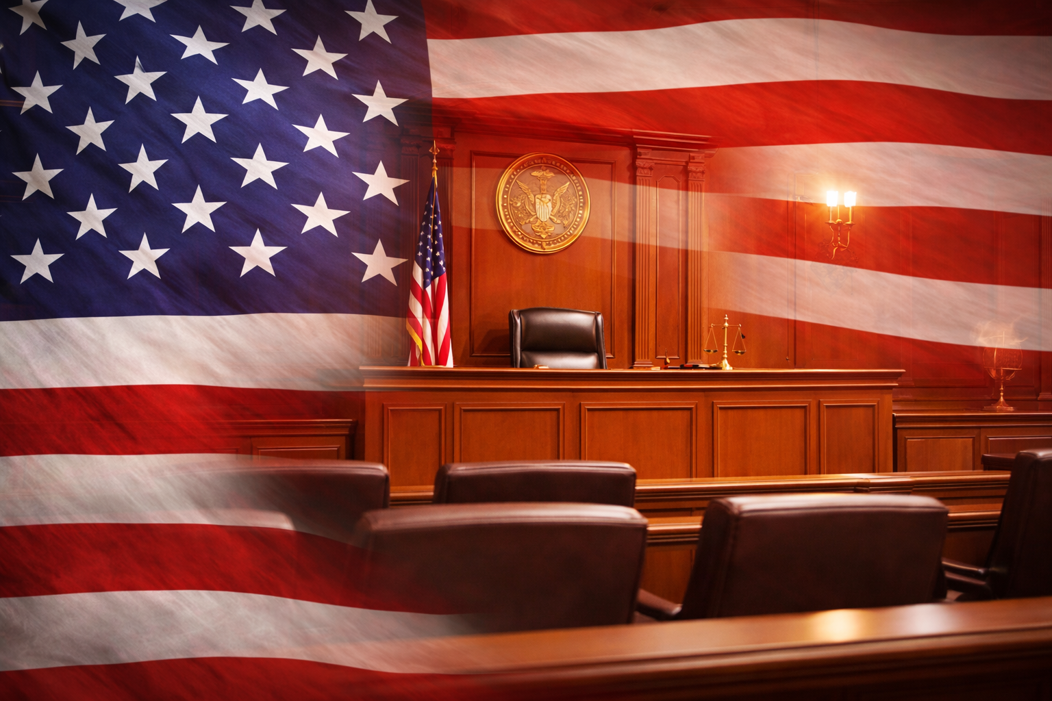 U.S. flag folded next to a veteran's cap, representing Veterans Treatment Court